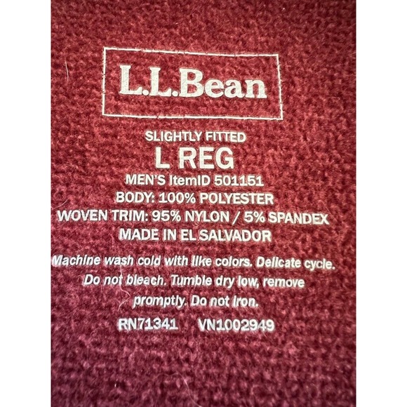 L.L. Bean Trail Fleece Jacket Men's L Red Marled Half Zip Pullover Pocket Hiking - Picture 3 of 9